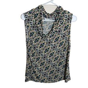 Tahari Tank Top Women's Petite 4 Cowl Neck Printed Sleeveless Career Shirt